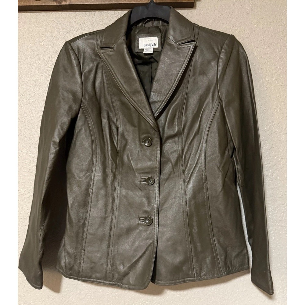 East 5th Genuine Leather Olive Green Womans Leather Jacket Size Medium